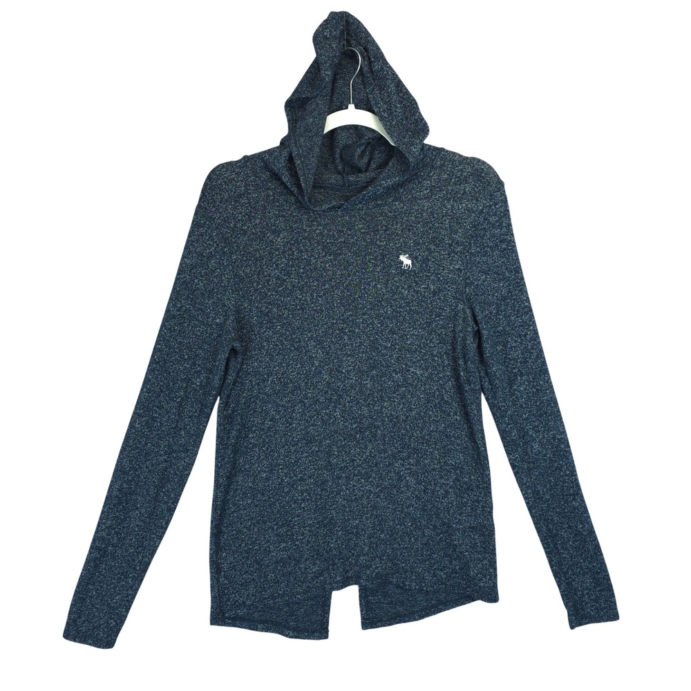 Abercrombie Jr 15/16 Marled Hooded Knit Top Blue Long Sleeve Y2K Streetwear